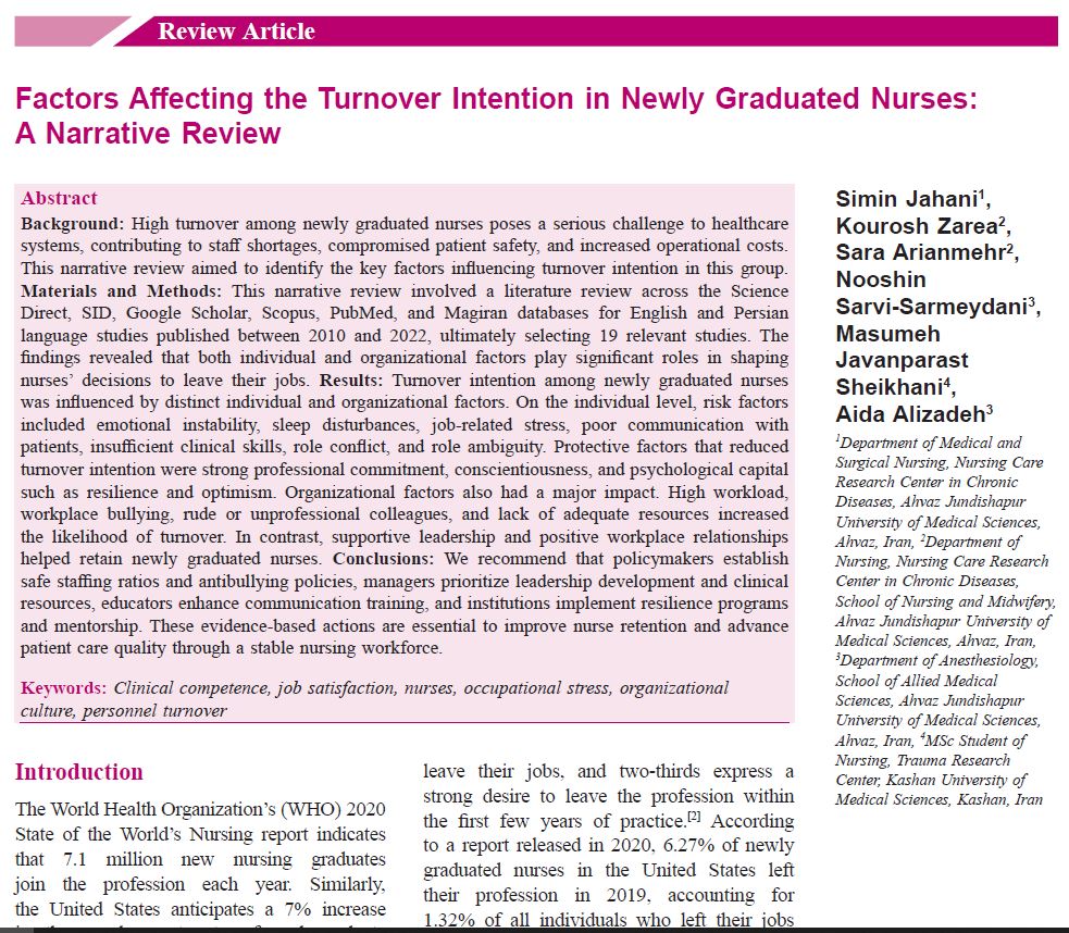 KouroshZarea's tweet photo. Factors Affecting the Turnover Intention in Newly Graduated ... : Iranian Journal of Nursing and Midwifery Research https://t.co/vV9bTbTmH5 https://t.co/ZB0ZXda4lL