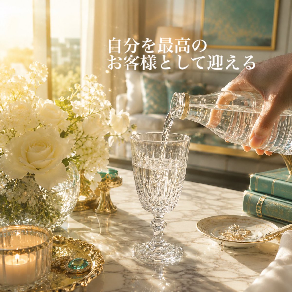 salonEnjoy's tweet photo. 自分をもてなして過ごす✨

例えば
ペットボトルの水も
お気に入りのグラスに入れて飲む🥂

世界で一番大切な人を
おもてなしするように

自分自身を
もてなしてあげる💫

自分を超VIPに扱う習慣は
「私は大切な存在」という周波数を放ち

自然と
周りからも大切にされる世界へ
つながっていきます✨ https://t.co/29CfciWx26