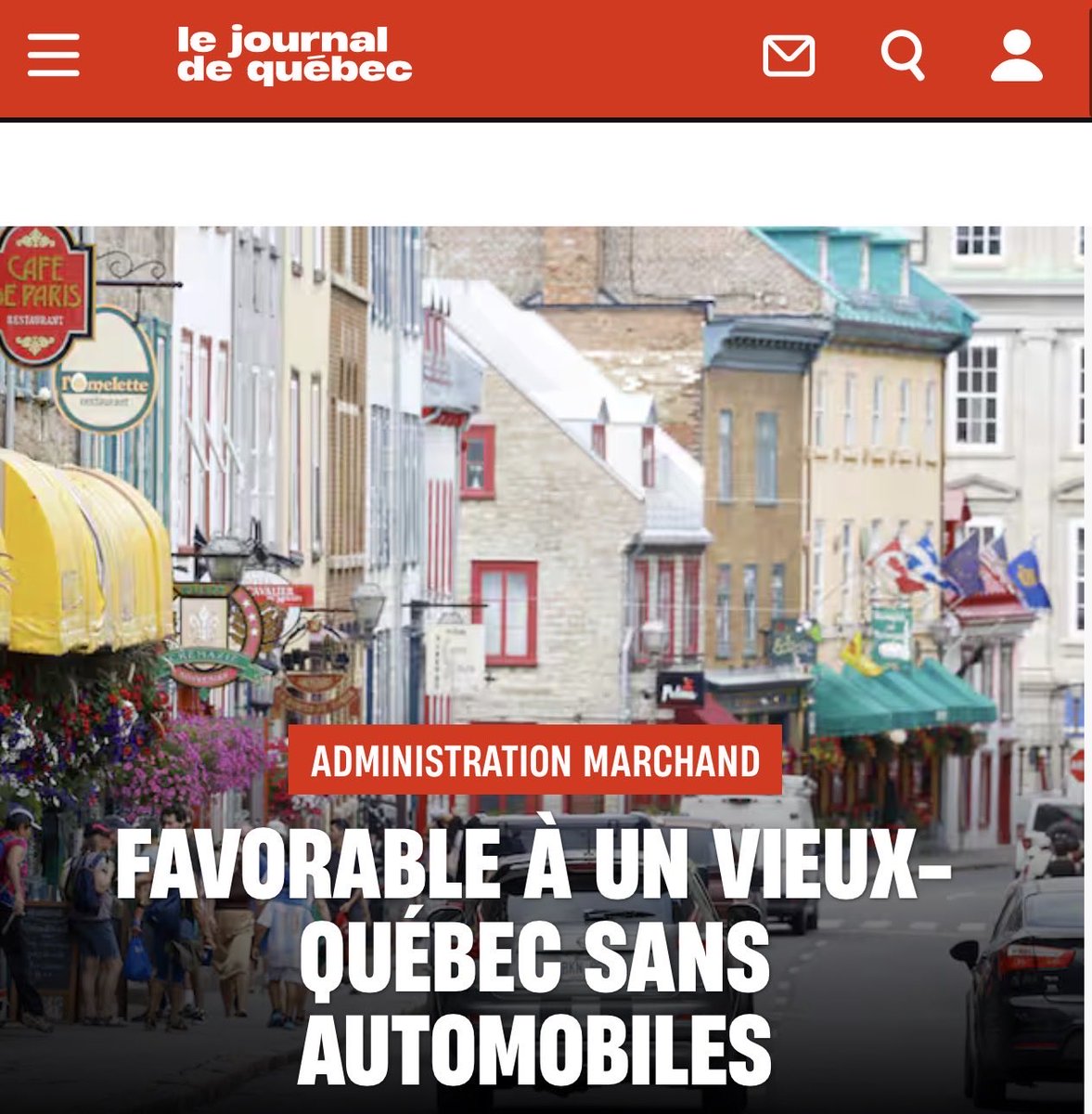 olivier_primeau's tweet photo. Je suis 100% d’accord avec le maire Marchand 👌

Je n’habite pas à Québec, donc je ne prétendrai pas parler au nom des gens qui y vivent. Par contre, j’y vais très souvent, et comme des millions de touristes chaque année, je peux parler de mon expérience.

Honnêtement, je crois que le Vieux-Québec pourrait devenir un pionnier en Amérique du Nord en étant piétonnier à l’année. Avant la pandémie, on parlait de 50 000 déplacements par jour, dont 250 autobus, dans un secteur aux rues étroites et au patrimoine exceptionnel.

Évidemment, les résidents doivent conserver l’accès à leur domicile, les livraisons doivent être permises à certaines heures et les services d’urgence doivent circuler librement. Mais si ces conditions sont respectées, pourquoi ne pas oser?

Quand on visite les plus belles villes historiques du monde, ce sont souvent les quartiers piétonniers qui offrent la meilleure expérience. Le Vieux-Québec est déjà un joyau. À mon avis, il mérite une vision aussi ambitieuse que son histoire. #quebec