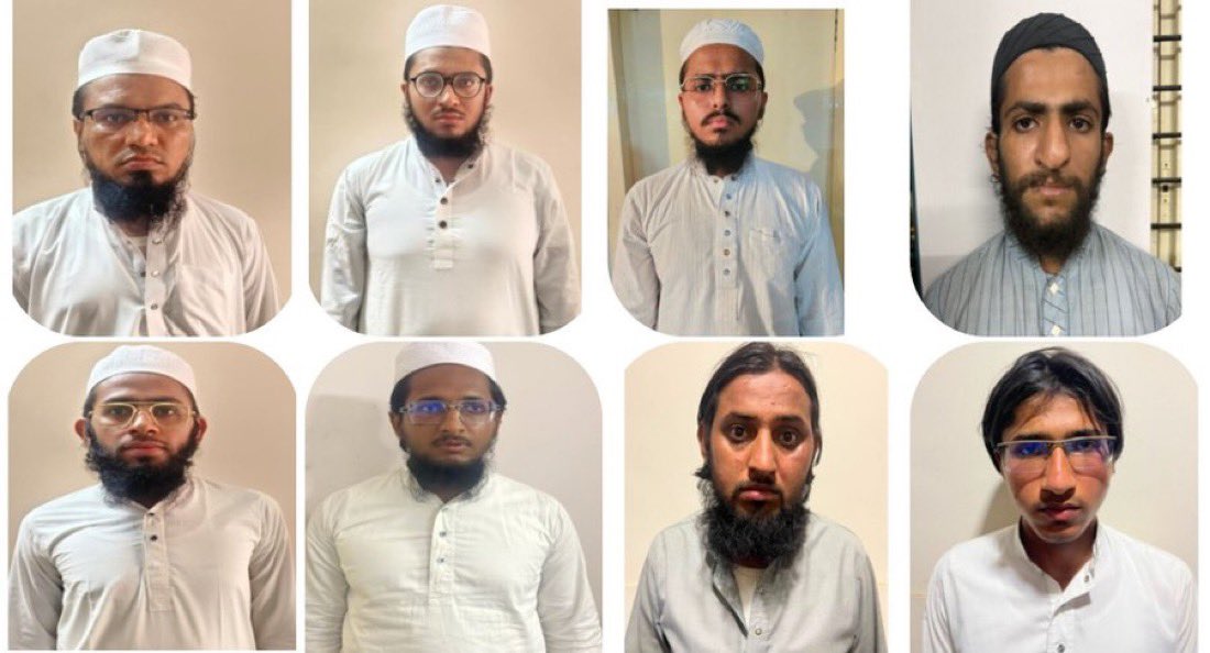 JaipurDialogues's tweet photo. “Terror has no Religion”

Gujarat ATS has arrested eight Jaish-e-Mohammed terrorists from Gujarat and MP

1) Ahmed Abdullah Gajiwala
2) Ibrahim Mohammad Husen Ghagha 
3) Mudassir Abdullah Ghaziwala 
4) Zakariya Durani Mohammad Ammar Ghagha
5) Mufti Faujan Ismail Dauwa 
6) Mohammad Amin Shera
7) Mohammad Abdul Rahman Savdi
8) Bilal Durani Mohammad Ammar Ghagha.