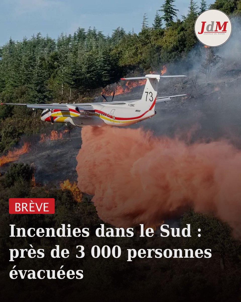 JeunessedMonde's tweet photo. 🔴 BRÈVE | INCENDIES DANS LE SUD : PRÈS DE 3 000 PERSONNES ÉVACUÉES

3 000 évacués dans les Pyrénées-Orientales, 950 ha brûlés dans l'Aude depuis jeudi

Six départements en vigilance rouge, 500 pompiers mobilisés face à des feux précoces 🔽 https://t.co/IDlfvfSsE4