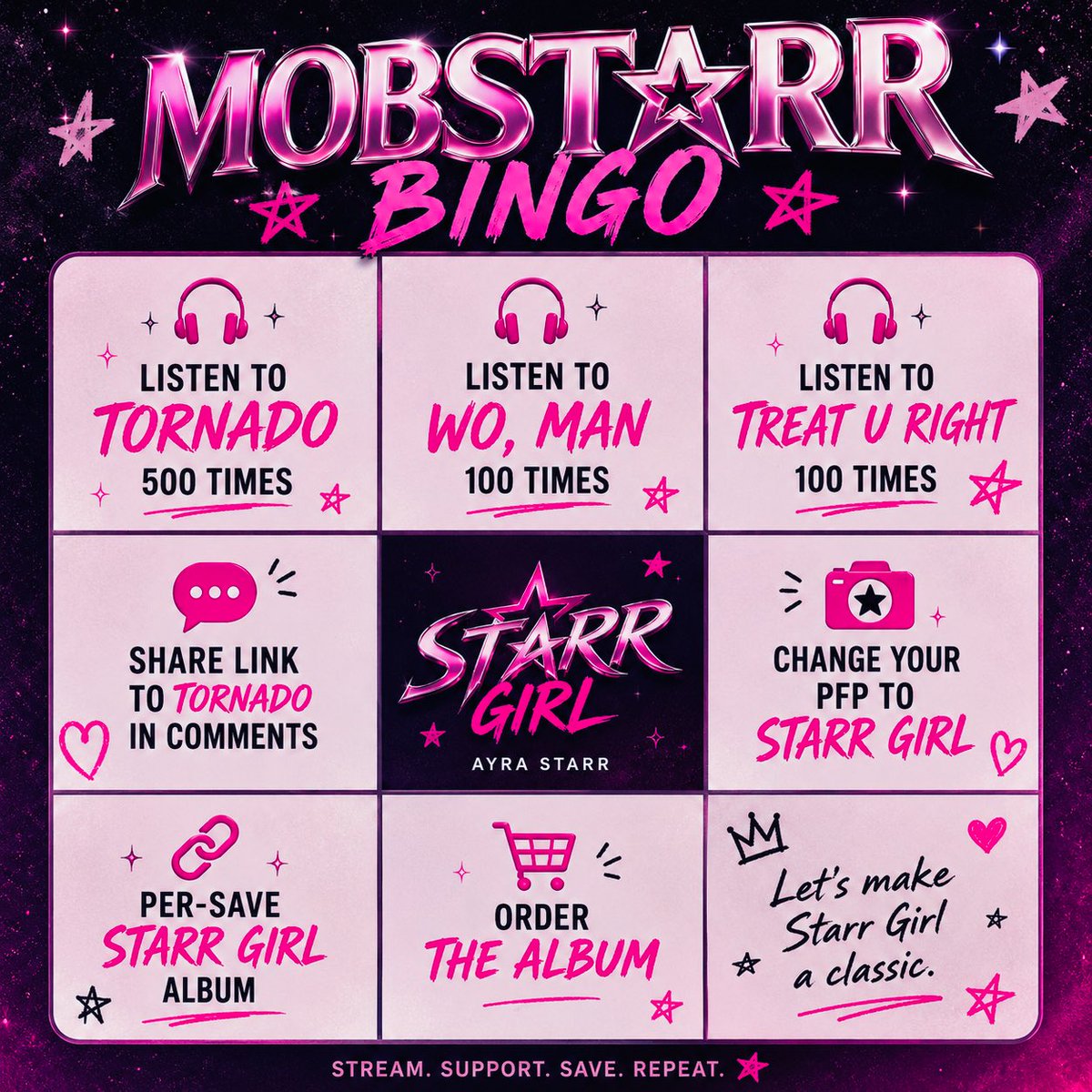MileyD76's tweet photo. Mobstarr bingo is live 👀🎧
let’s see who can actually tick off the whole card 🔥

Don’t lie show proof 😏

#ayrastarr #Mobstarr #Bingo https://t.co/xfPWOJ78OE