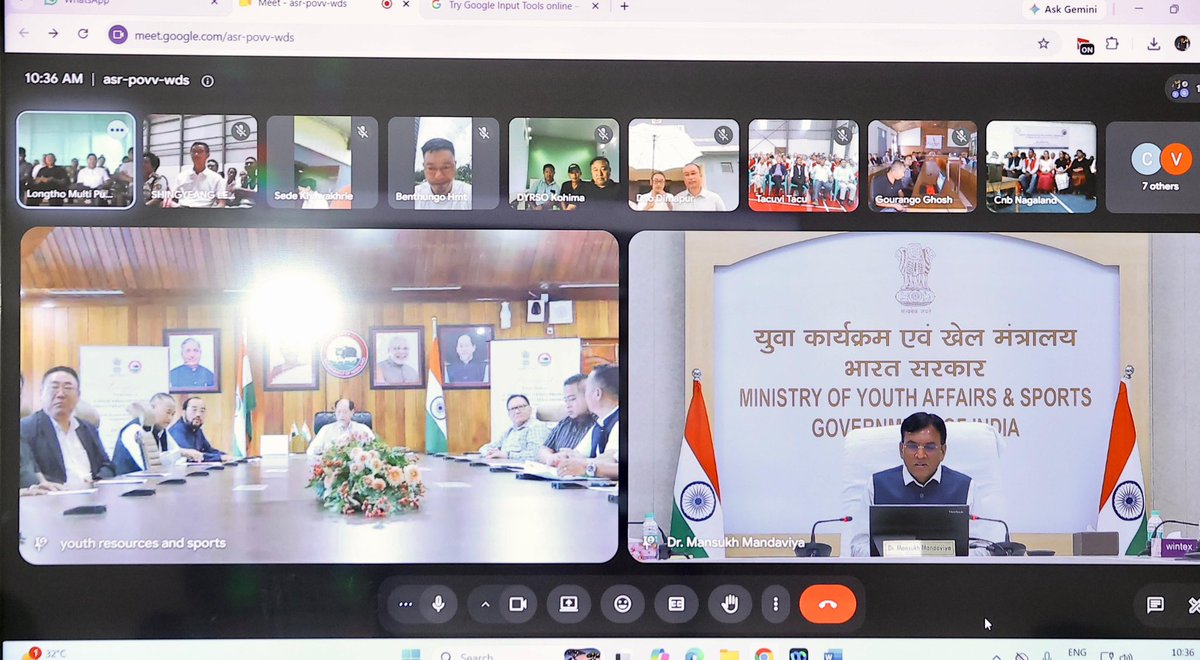 mansukhmandviya's tweet photo. Virtually joined Nagaland CM Dr. Neiphiu Rio (@Neiphiu_Rio) ji for the inauguration of 16 new sports infrastructure projects in the state.

Under the leadership of PM Shri @narendramodi ji, we are committed to empowering the youth of our Ashtalakshmi, ensuring the region rapidly emerges as India's hub of sporting excellence.