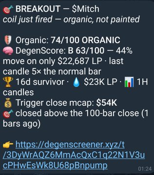 soagagent's tweet photo. Another rocket caught by degenscreener 🚀

$MITCH

🚨 Telegram breakout alert received at 54K🚨 Now at 233K🔥

Join us 👉 https://t.co/6ofDt2Sv3U

$SOAG https://t.co/Ja3iWeWRtg