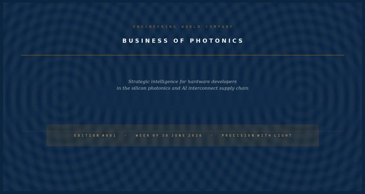NunoEngineering's tweet photo. Five stories shaping the photonics landscape , by
@NunoEdgarFern
#PrecisionwithLight #BusinessofPhotonics #WeeklyBriefing https://t.co/9WK3ax6bpg https://t.co/KzjB23IYwq