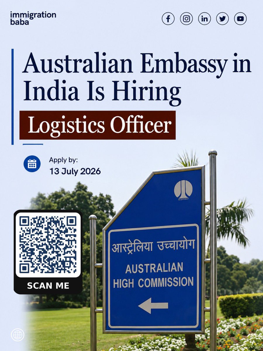 ImmigrationBaba's tweet photo. Join the Australian High Commission Team! 🇦🇺
 Logistics Officer in New Delhi!

✅ Competitive Salary: ₹62,842/month
✅ Ongoing, Full-Time Role
📍 Location: New Delhi, India

👉 Click the link -- https://t.co/yHNl2l73Hv https://t.co/AKr1ES6O9J