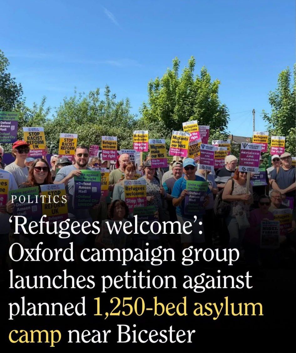 TRobinsonNewEra's tweet photo. "Stand up to racism" are now trying to stop invaders, because they're being housed near them.

Citing the excuse of it "bringing the far right" to their town of Bicester. 

Couldn't make it up 🤡 https://t.co/FIpIZnpWmt