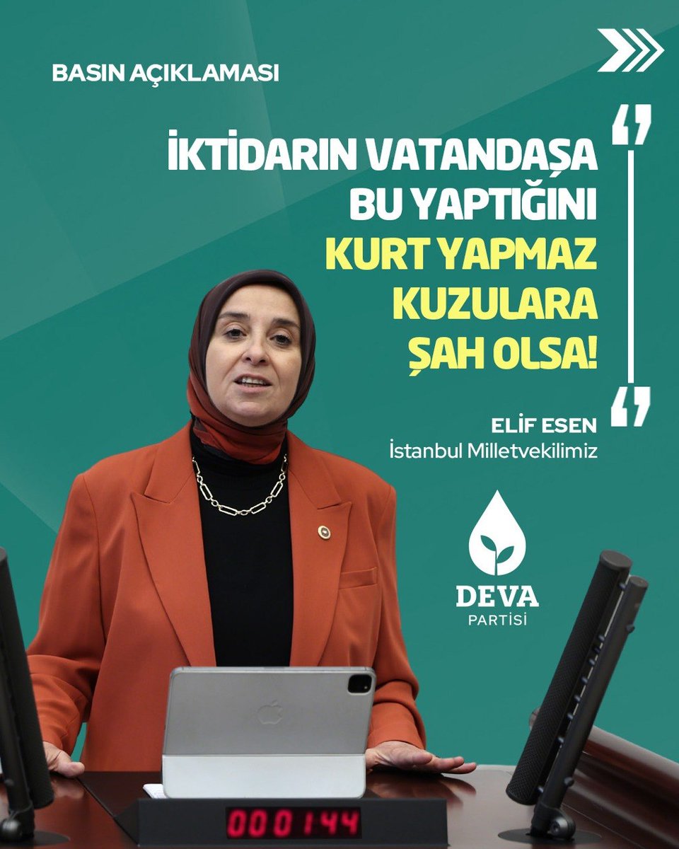 devapartisi's tweet photo. Elif Esen: “TBMM Genel Kurulu'nda kabul edilen torba kanunun 8'inci maddesi, vatandaşın mülkiyet hakkını zedeliyor. 

Bu karar kabul edilemez. Bunun adı hukuk değil, milletin malına kanunla çökmektir.

Vatandaşın malı mülkü sahipsiz değildir. Devlet vatandaşına tuzak kurmaz.” https://t.co/aYOEidovXc