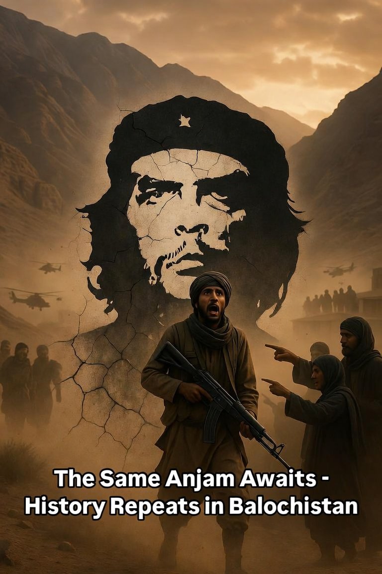 BalochDiaries's tweet photo. The Bitter End of Che Guevara a warning to dreamers in Balochistan.

In 1967 Bolivia, Che Guevara brought his gun and revolution. A local informant exposed his hideout in the Yuro ravine. Captured wounded on October 8 by Bolivian forces (with CIA help), he was executed the next day on high command orders , bullets in a La Higuera schoolhouse. No glory. Just betrayal and death.

To Che followers and Marxist terrorists cheering Bashir Zaib Baloch and BLA violence: Wake up! Your so-called "revolution" is foreign-funded chaos. Locals are done. Mothers disown you. Tribes reject you. Informants are rising. Security forces are hunting.

Your fate will be identical ,isolated, betrayed, and finished.

Balochistan wants peace and development, not your graves and propaganda. Drop the gun or face history's repeat.

Choose reality before it's too late.