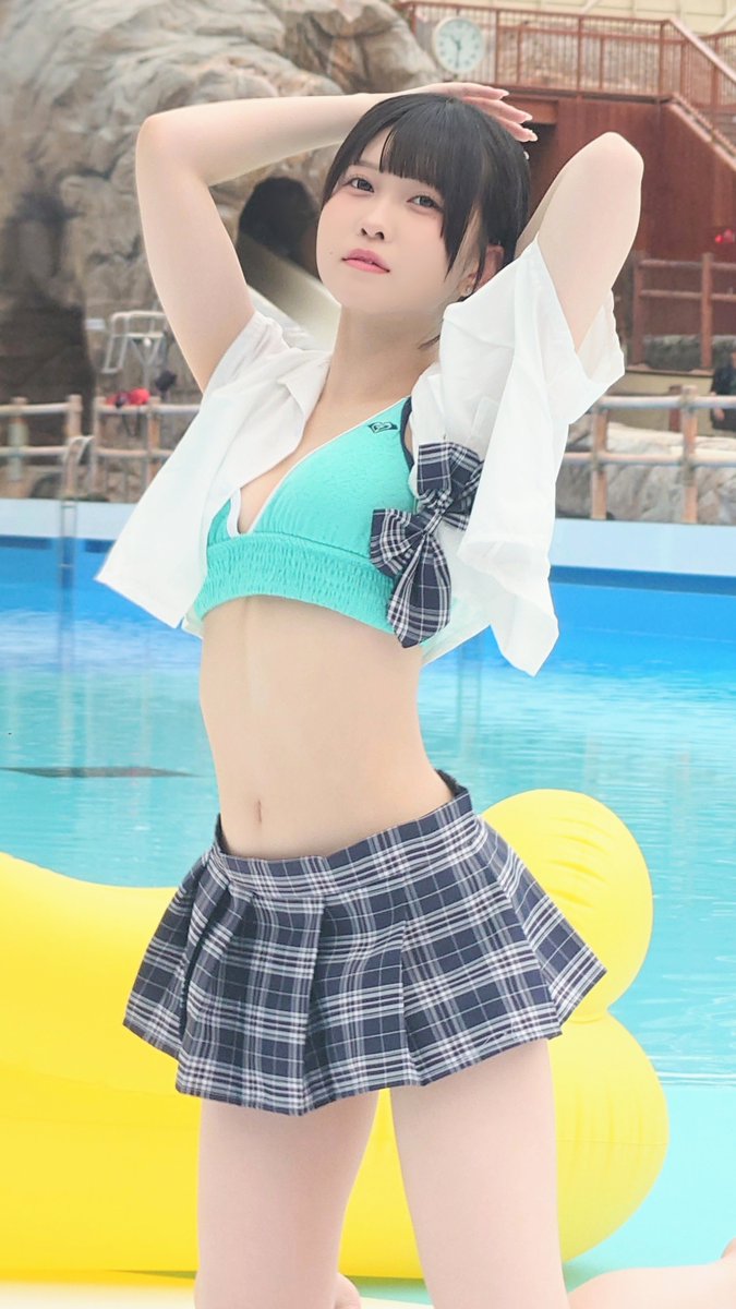 yusenano_Yashi's tweet photo. キンマー1部 #奏星凛 
(制服) 屋内プールにて

#リルリボン 
#近代麻雀水着祭2026 
#いかなきゃキンマー https://t.co/B6Ywf6lGmK