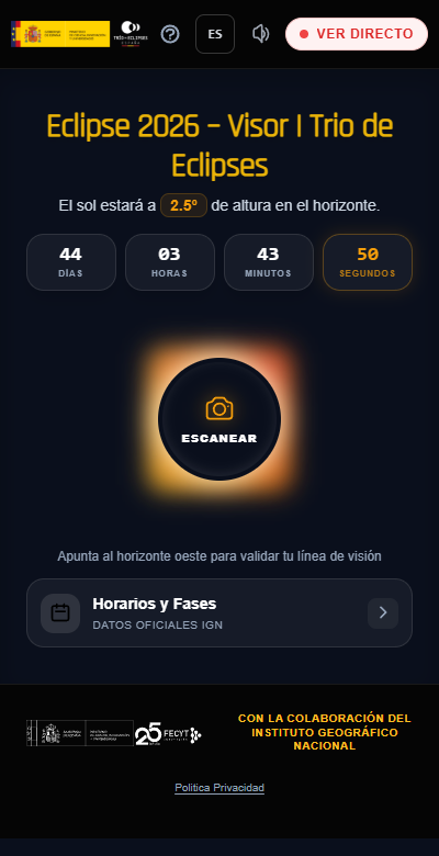 trioeclipses's tweet photo. 🌘 La Península Ibérica vivirá el 12 de agosto su primer eclipse total solar desde 1912.
Para disfrutarlo al máximo, el Gobierno de España lanza un visor web que permite localizar el sitio perfecto sin obstáculos. 

Entra en https://t.co/kQ0gb1RGzt
#TríoDeEclipses #EclipsesEspaña https://t.co/6rEond7lfD