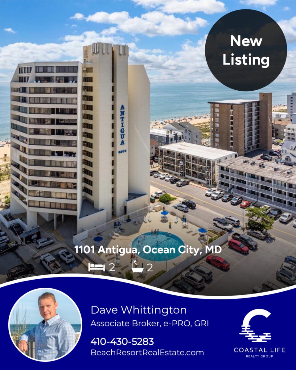 OceanCityRE's tweet photo. JUST LISTED
📍 1101 Antigua, Ocean City, MD

Coastal luxury at its finest. Beautifully updated! Breathtaking bay views, unforgettable sunsets, ocean view and direct beach access...

More info &amp; pics:
https://t.co/AWf9hq9KKM

Listing courtesy of Coastal Life Realty Group https://t.co/NnWi5fpLOC