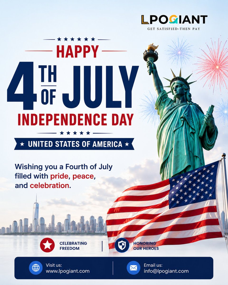 LPOgiant's tweet photo. From all of us at LPO Giant, Happy 4th of July! 🇺🇸 May your day be filled with pride, peace, and unforgettable moments.

#Happy4thOfJuly #IndependenceDay #FourthOfJuly #USA #Freedom #Liberty #UnitedStates #CelebrateFreedom #Patriotism #LPOGiant https://t.co/fIyYetA6bc