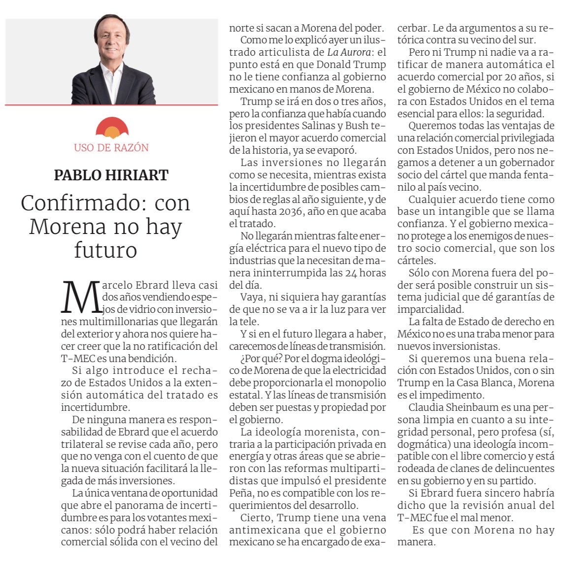 bereaguilarv's tweet photo. ¡A otro perro con ese hueso! 
Marcelo Ebrard lleva casi dos años vendiendo espejos de vidrio con inversiones multimillonarias que llegarán del exterior y ahora nos quiere hacer creer que la no ratificación del
T-MEC es una bendición.
@PabloHiriart https://t.co/835gynbwRJ
