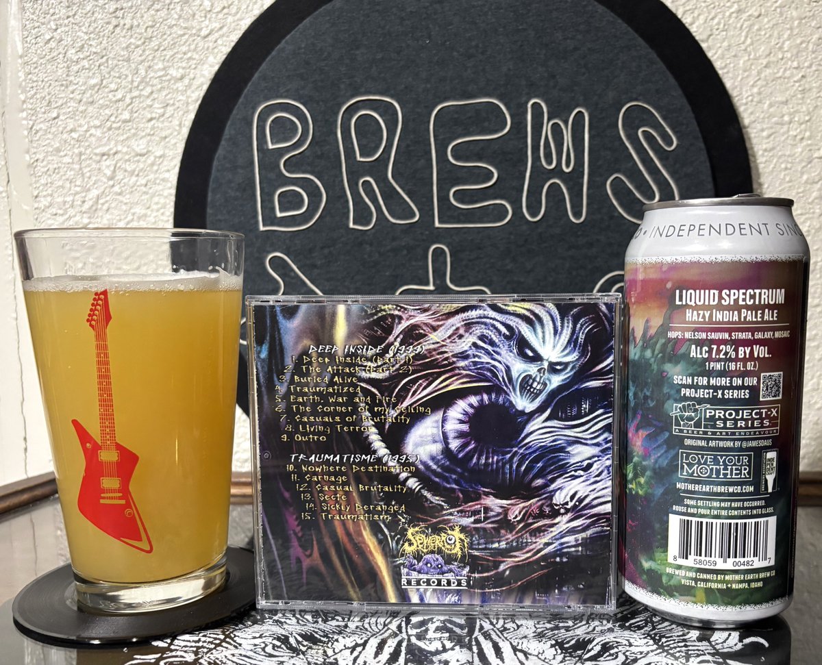 BrewsandTunes's tweet photo. #Spasme "Deep Inside / Traumatisme" &amp; @MotherEarthBrCo Liquid Spectrum Hazy IPA  https://t.co/MuixkxHpOG https://t.co/6AKm8YoH99