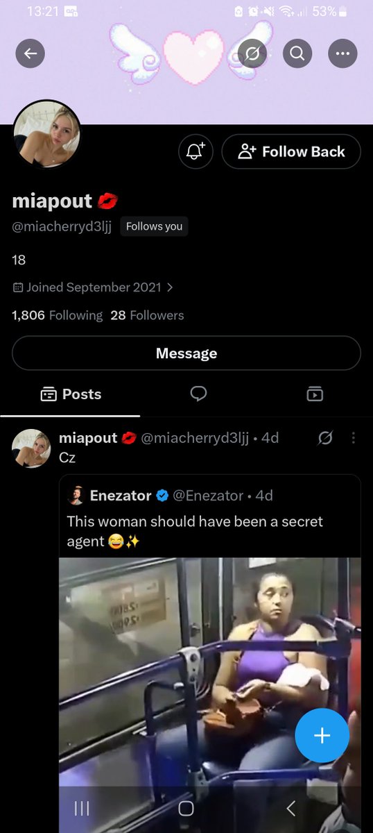 Cinder_Shots's tweet photo. Hey @miacherryd3ljj, if you're gonna follow people and pose as someone you're not on Twitter, at least get rid of any photos of yourself first. 😂 https://t.co/utVpHdbsTg