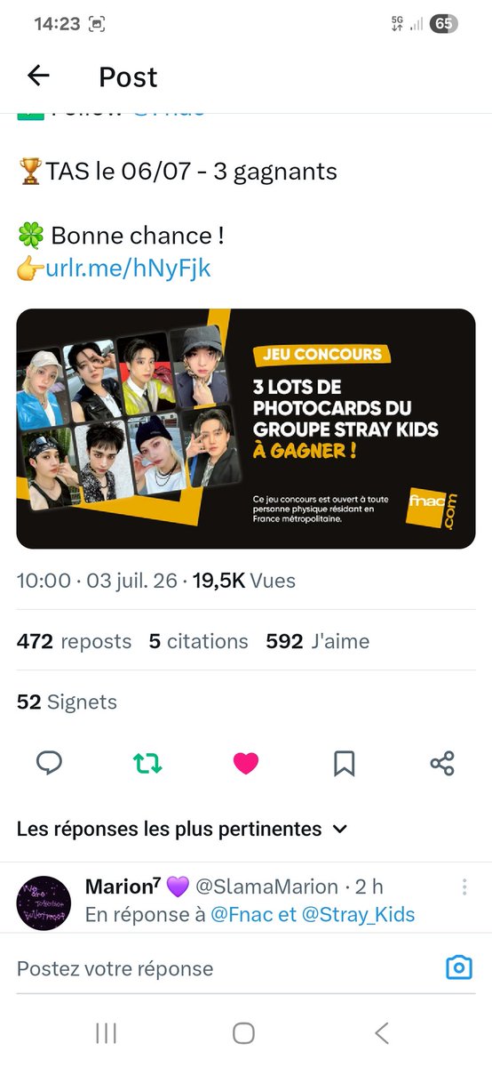 MarineGleek50's tweet photo. @Fnac @Stray_Kids Bien sûr que je participe 🥰 https://t.co/q5JmpIifQe
