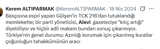 umiddemir's tweet photo. hukukçuymuş.
4 kutsal kitabı/tanrı'yı tezyif için yargısal süreç işletilmesini "özgürlükleri kısıtlayan bir mekanizma" diyerek reddederken şurada⬇️ yargının harekete geçmemesini eleştirmiş. https://t.co/LMFG1Q8dUc