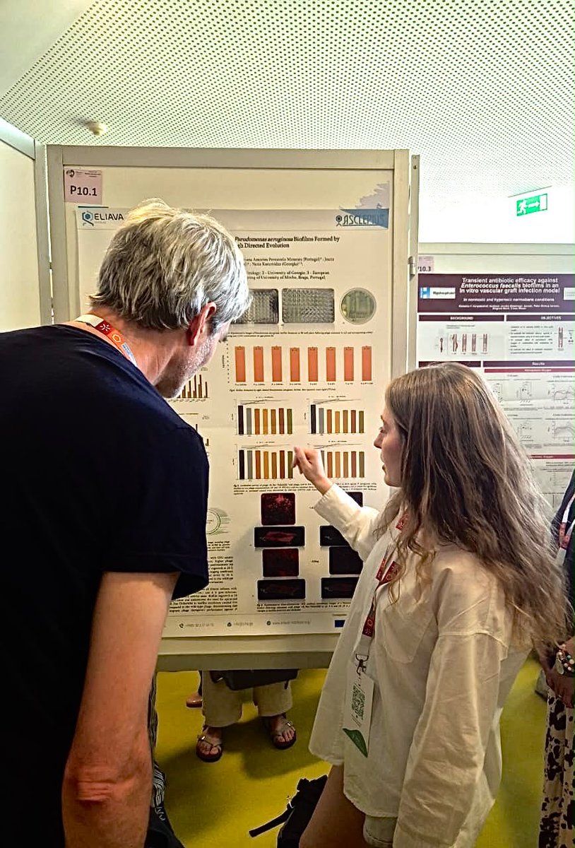 ASCLEPIUSproj's tweet photo. ASCLEPIUS early-career researcher Sopho Sturua presented her work at EuroBiofilms 2026.

Her research explores how directed evolution can enhance bacteriophage activity against Pseudomonas aeruginosa biofilms.

🔗 https://t.co/FS8L9QmKr7

#ASCLEPIUS  #PhageTherapy https://t.co/SUYjSUcYqe