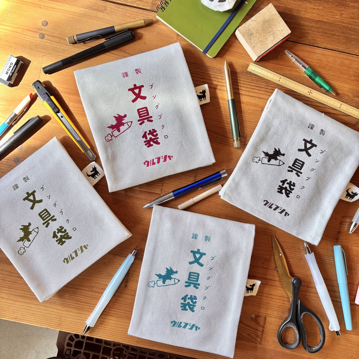 wolfsya_shop's tweet photo. 明日、新作『ウルフ舎の文具袋』シリーズ
を発表！📝🐺
明日夕方より制作受付販売致します！ https://t.co/JpV648xPie