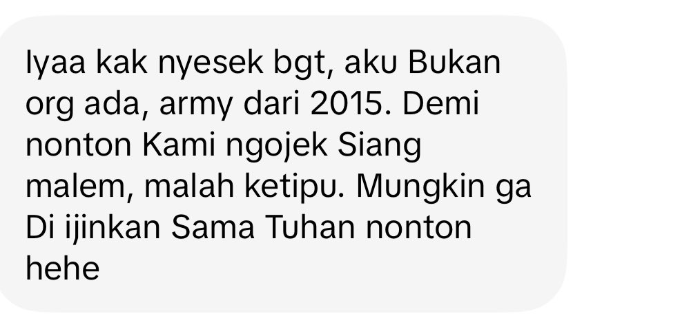 sveety_thv's tweet photo. di tiktok beberapa org dm nanya2 wts an, terus ada kakak ini si seller kayanya ngescam. terus dia bilang gini😭😭😭
kenapa si orang2 pada jahat banget😭😭😭💔💔💔💔
aku tau in this economy, ya semua butuh duit, TAPI YA JANGAN NIPU BISA GA SIII, GA PUNYA HATI NURANI BGT😭😭😭😭😭 https://t.co/HQwdgHY8Z4