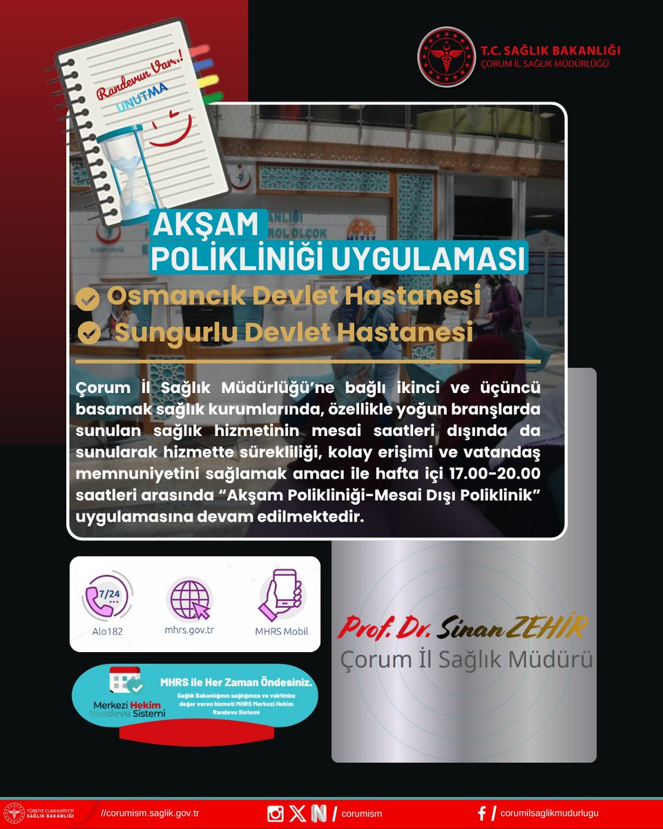 corumism's tweet photo. Osmancık Devlet Hastanesi ve Sungurlu Devlet Hastanesi Temmuz ayı mesai dışı polikliniklerimiz.
@saglikbakanligi 
@sbkhgm 
@osmancikdh 
@sungurlu_dh https://t.co/nHhdrOwdtd