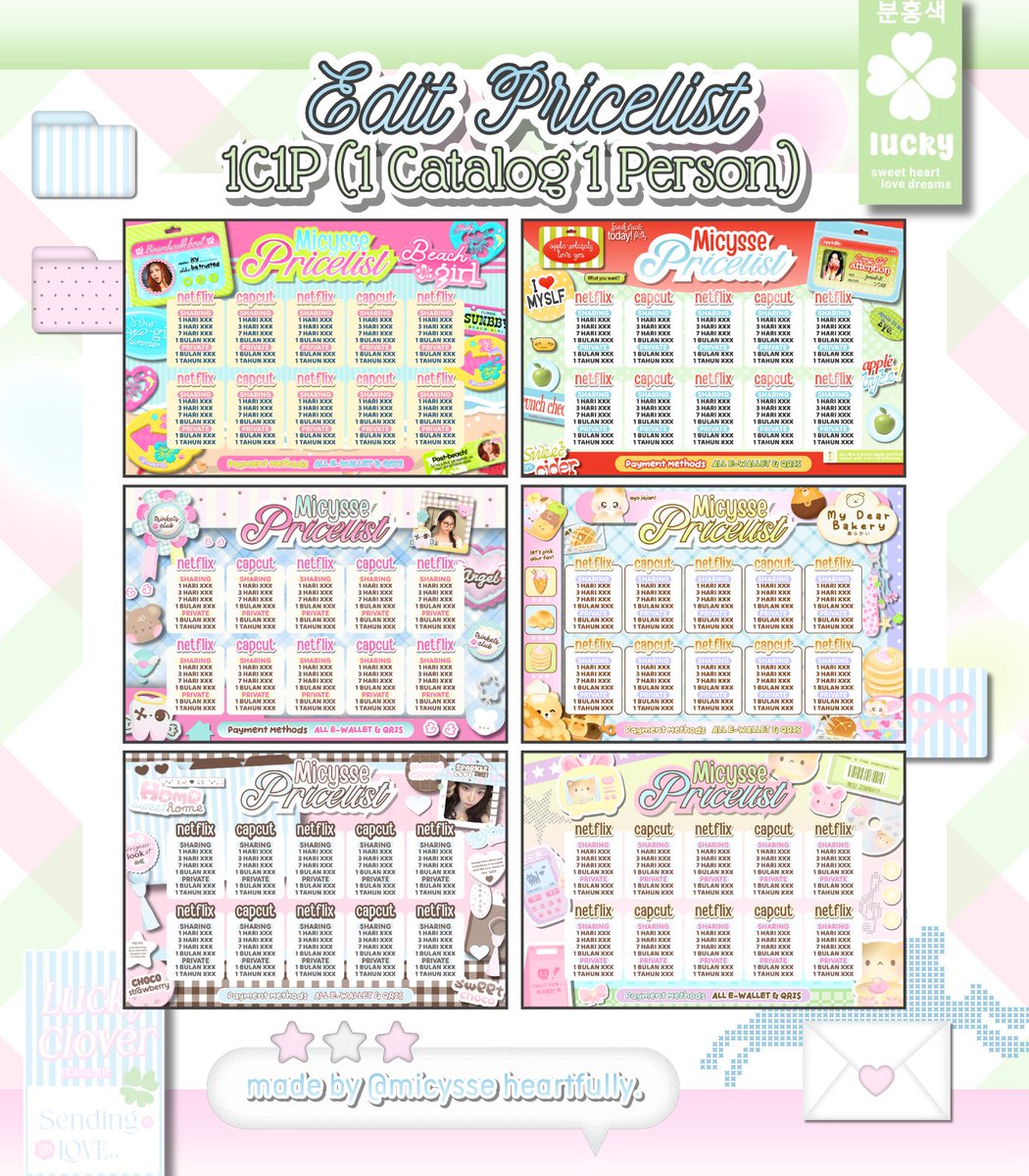 micysse's tweet photo. HAI KATALOG EDIT PL 1C1P HADIRRR 🙀 

DESAIN EKSKLUSIF UNTUK 1 ORANG AJA 😋 ada 6 katalog yang siap tuk dibawa pulang, desain bisa untuk semua spess (app prem, robux, sosneeds, coin line, dll) 💕
bisa kamu take mulai sekarang yaa 🫶🏻

scroll for more ‼️
#bealanja edit pricelist pl https://t.co/aFQeZUS65q