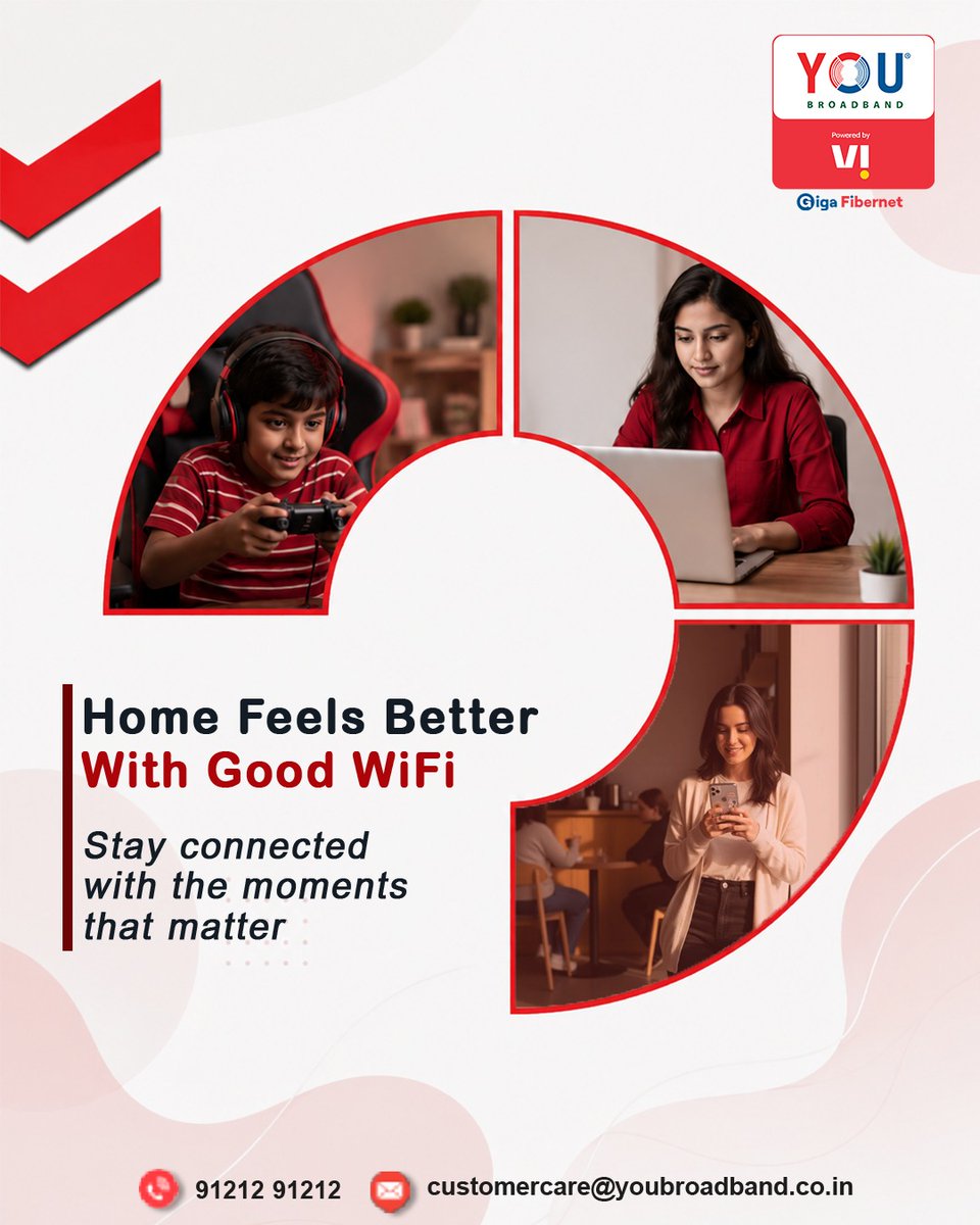 youbroadband's tweet photo. Home Feels Better With Good WiFi

🏡 Because home feels better when everyone stays connected.

Upgrade to YOU Broadband today and enjoy uninterrupted internet for every member of your family.

#YOUBroadband #GoodWiFi #HomeWiFi #FiberInternet #HighSpeedInternet #BroadbandIndia https://t.co/yumJhZeUnm