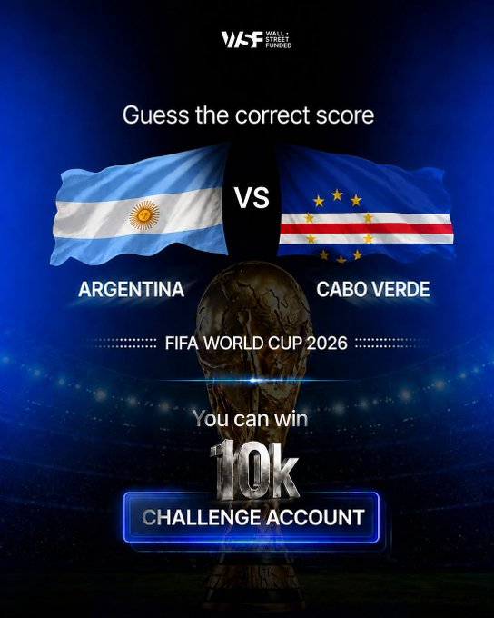 0xweb3luffy's tweet photo. Argentina 🇦🇷
Think you can predict the score?

Head over to our Instagram and submit your prediction for the match.
One correct prediction could earn you a $10,000 Challenge Account.
Make your prediction before kick-off and join the competition. https://t.co/FOVc3KXaZy