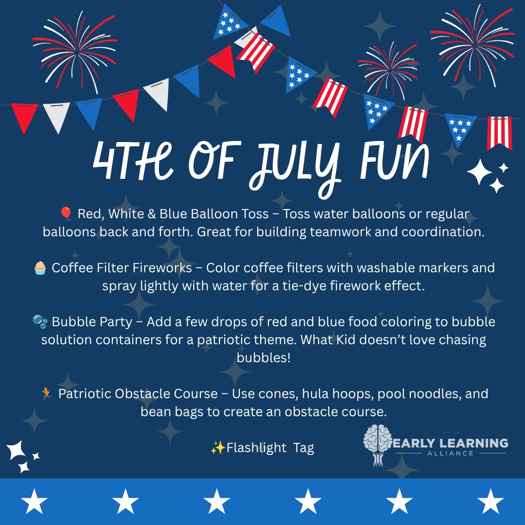 earlylearningtx's tweet photo. 🇺🇸❤️ Happy 4th of July from Early Learning Alliance! 

We hope your holiday is filled with laughter, fun, and wonderful memories. https://t.co/Z6lpuVXor9