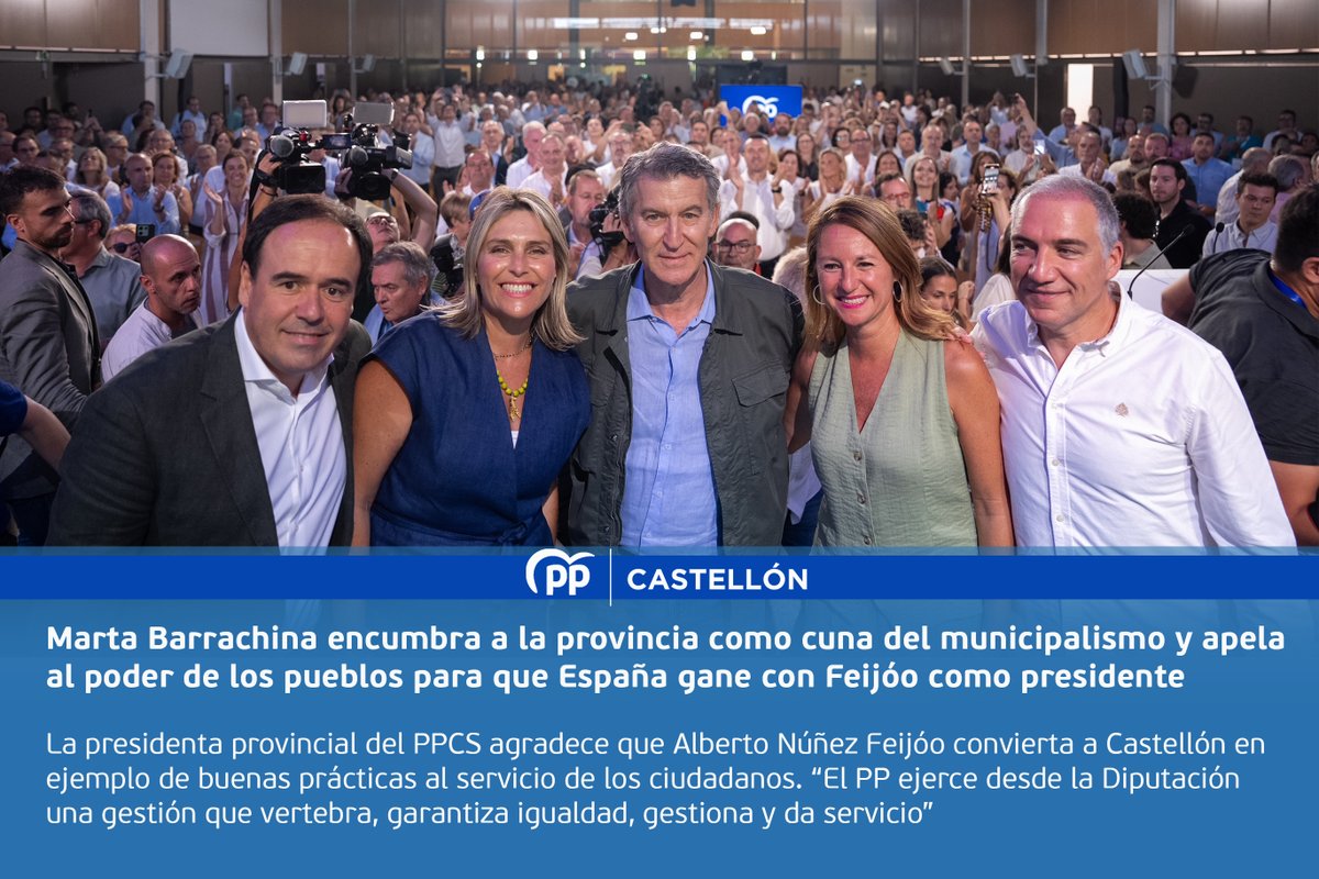 GrupoPopularCS's tweet photo. @barrachinaMarta sitúa a la provincia de #Castellón como referente del municipalismo en España: un modelo basado en la buena gestión, la cercanía y el poder de los pueblos para construir un futuro mejor con @NunezFeijoo al frente del Gobierno. https://t.co/OPDQDv3uBa