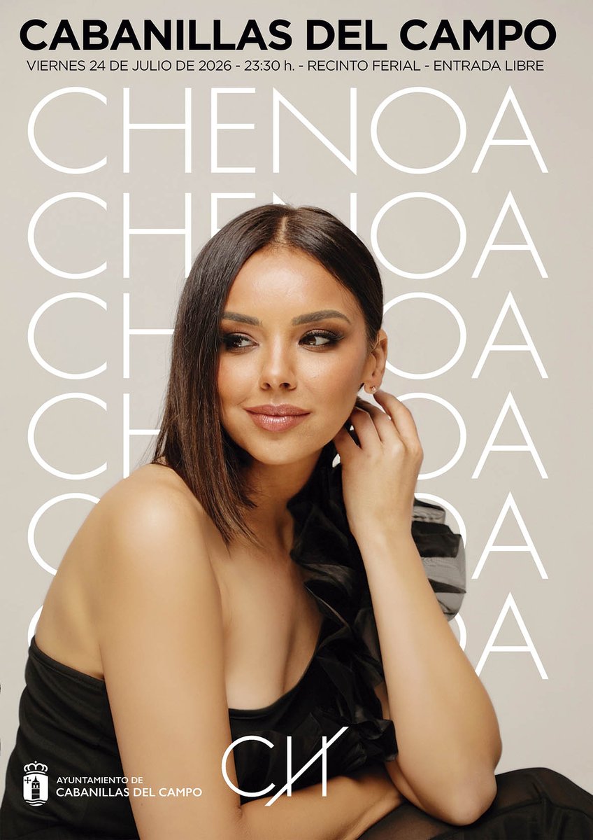 aytocabanillas's tweet photo. 📌 EL VIERNES DE FIESTAS, CHENOA

👩‍🎤 Cuando nosotros vamos, ella viene de allí... ¿De dónde? De Mallorca a Cabanillas; de OT1 a 2026. @Chenoa, en la noche del viernes de #FiestasCabanillas2026. 

🎤 Chenoa, en concierto
📆 Viernes 24 JUL
🕦 23:30 h.
📍 Ferial
👉 Entrada libre https://t.co/Jtov4EU16W