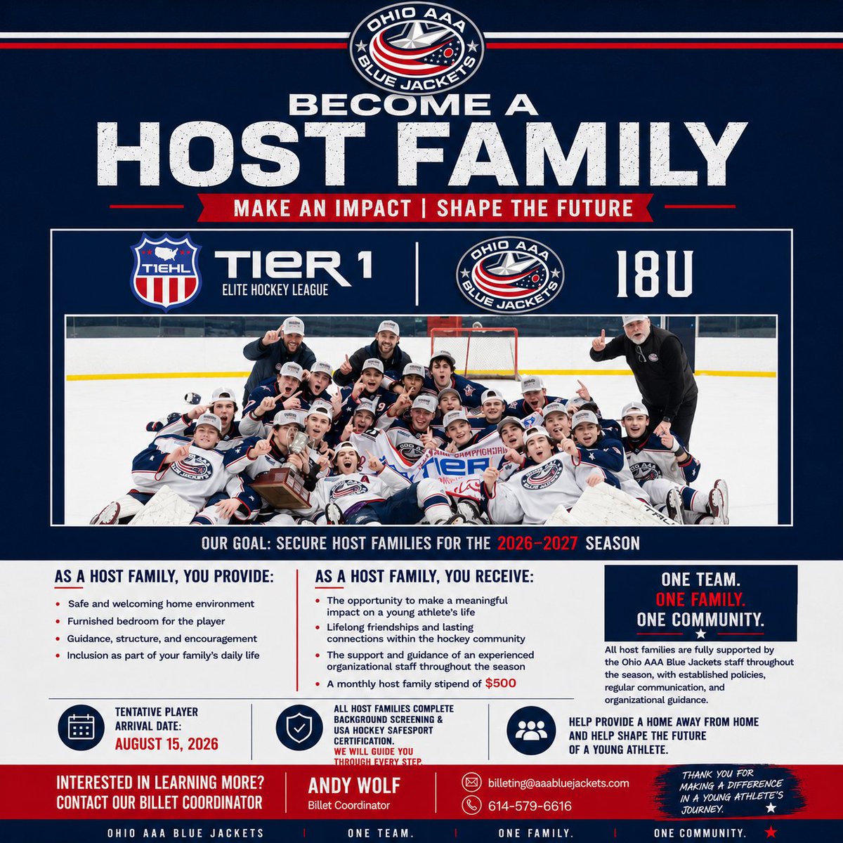 AAABlueJackets's tweet photo. 🏡 Help a hockey player feel at home.

The Ohio Blue Jackets are seeking billet families for the upcoming season. Host a dedicated student-athlete, make a lasting impact, and become part of their journey.

💙 Monthly stipend provided.

Learn more & apply: https://t.co/6Jon9N5OyQ

#OhioBlueJackets #BilletFamily #HostFamily #YouthHockey
