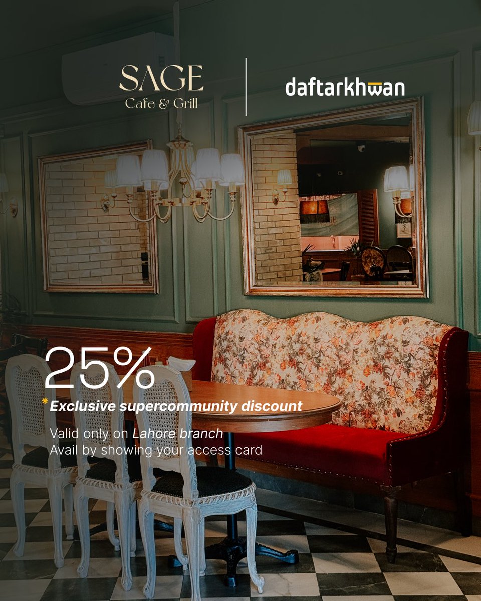 Daftarkhwan's tweet photo. Your next fine dining experience comes with an exclusive discount! 

Our members in Lahore can now enjoy a 25% discount (capped at Rs.5000) and indulge in an exceptional dining experience by simply showing their Daftarkhwan membership card. https://t.co/ZSMPQ8UT3J