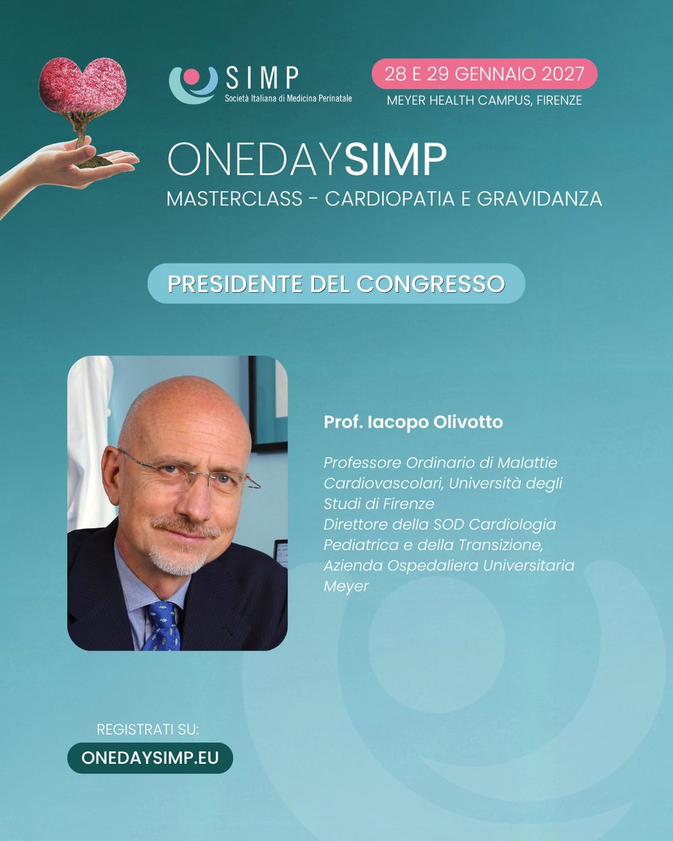SIMPerinatale's tweet photo. Cardiologia e ostetricia si incontrano a Firenze!
A guidare questo importante appuntamento scientifico, i Presidenti del Congresso:
- Prof. Federico Mecacci
- Prof. Iacopo Olivotto
Registrati ora:  https://t.co/cX94zsVVjP https://t.co/3mWr3dGhnX