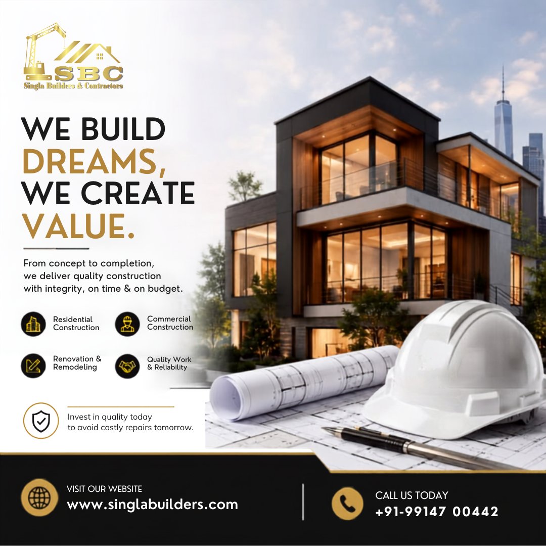 singla_builders's tweet photo. We don't just build structures—we build dreams and create lasting value. 🏡
Call Now: +91 9914700442
#SinglaBuilders #WeBuildDreams #ConstructionCompany #DreamHome #QualityConstruction #ResidentialConstruction #CommercialConstruction #Renovation #BuildWithTrust #khararmohali https://t.co/Eqr8L6HIVV