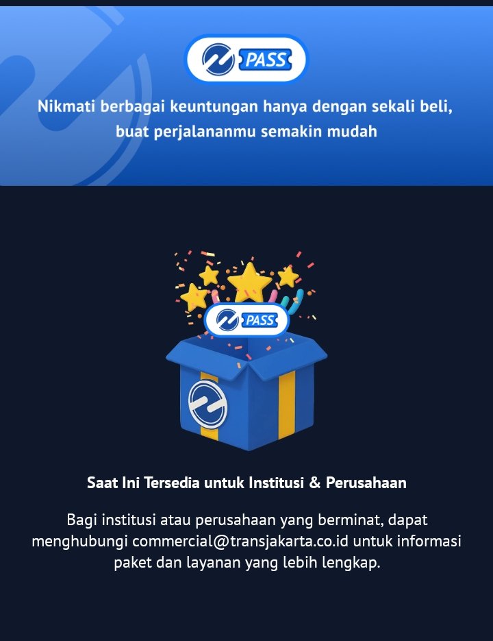 BuswayFansC's tweet photo. @txttransportasi Kayanya yang dimaksud ini TJ Pass

Tapi ya sayangnya masih buat Institusi dan Perusahaan aja wkwk. Semoga diadakan buat pelanggan juga 🙈 https://t.co/3YaQ3ReL8W