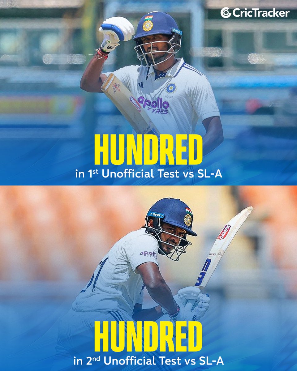 Cricketracker's tweet photo. Back-to-back hundreds in both unofficial Tests ๐ฏ๐ฏ
Sai Sudharsan is making a strong case for the No. 3 spot in the Sri Lanka series, pure consistency and control throughout the India A tour.
#SaiSudharsan #INDvsSL https://t.co/91FLMqKAdG