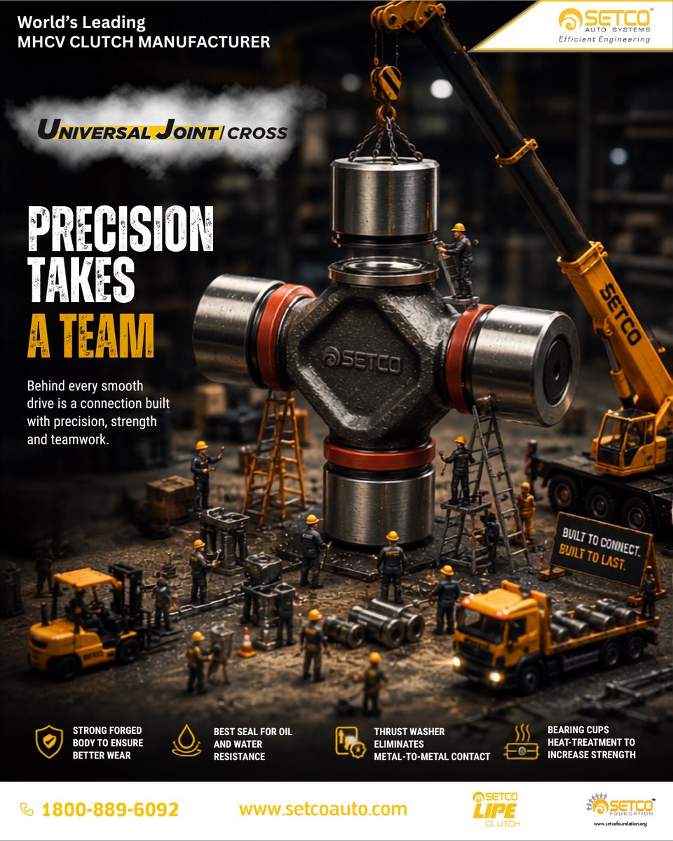 SetcoAuto's tweet photo. Behind every smooth drive is a connection engineered with precision, forged for strength, and built to perform under the toughest conditions.
The Setco UJ Cross is designed to deliver reliable power transmission, and the confidence to keep commercial vehicles moving.

#Setco https://t.co/xfSVHMDOr5