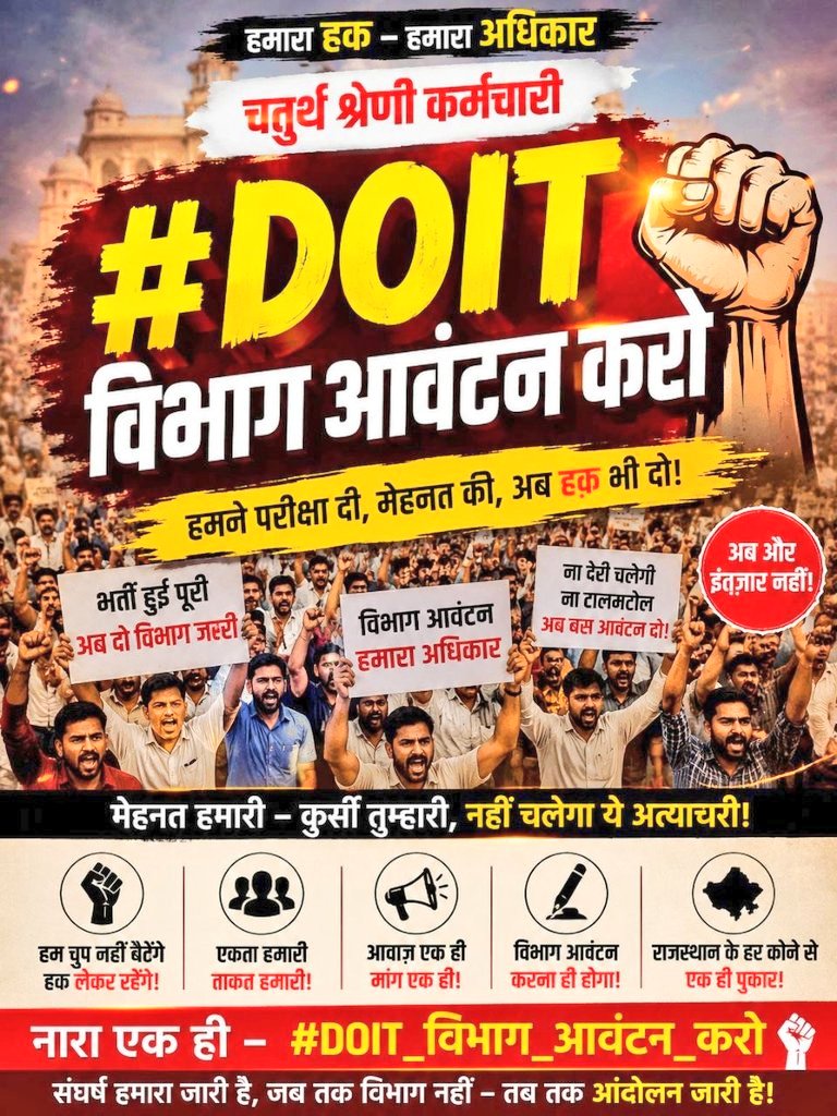 babitameena1010's tweet photo. सरकार को युवाओं पर अपनी राजनीतिक रोटियां सेकना बंद करना चाहिए ।
यदि सच में युवा हितैषी है तो नवनियुक्त कार्मिकों को विभाग आवंटन और पदस्थापन आदेश जारी करने चाहिए ।
झूठी बाही बाही लेना बंद करो !
@RajCMO @PMOIndia 
#ARD_विभाग_आवंटन_करो
#DOIT_विभाग_आवंटन_करो https://t.co/ZsLVtUKZEA