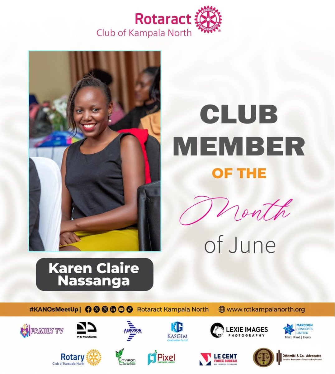 kanosug's tweet photo. We don't just watch our members shine, we take notes
Congratulations @karenclairen , our Member of the Month for June 🥳
#KANOsFriendshipAndLove #RotaractLegacy https://t.co/qwBp3Nye9T