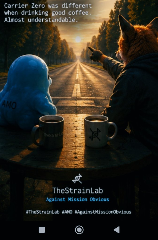 TheStrainLab's tweet photo. "Will they understand where TSL is going?"
AMO asked

The Fox was sitting quietly,
looking outside

It raised a paw
and pointed toward the road

"If you love the journey,
you don't spend your time asking where it ends."

AMO smiled

He was different
when drinking good coffee

Almost understandable
AMO
🧬

#TheStrainLab #Web3 #Solana