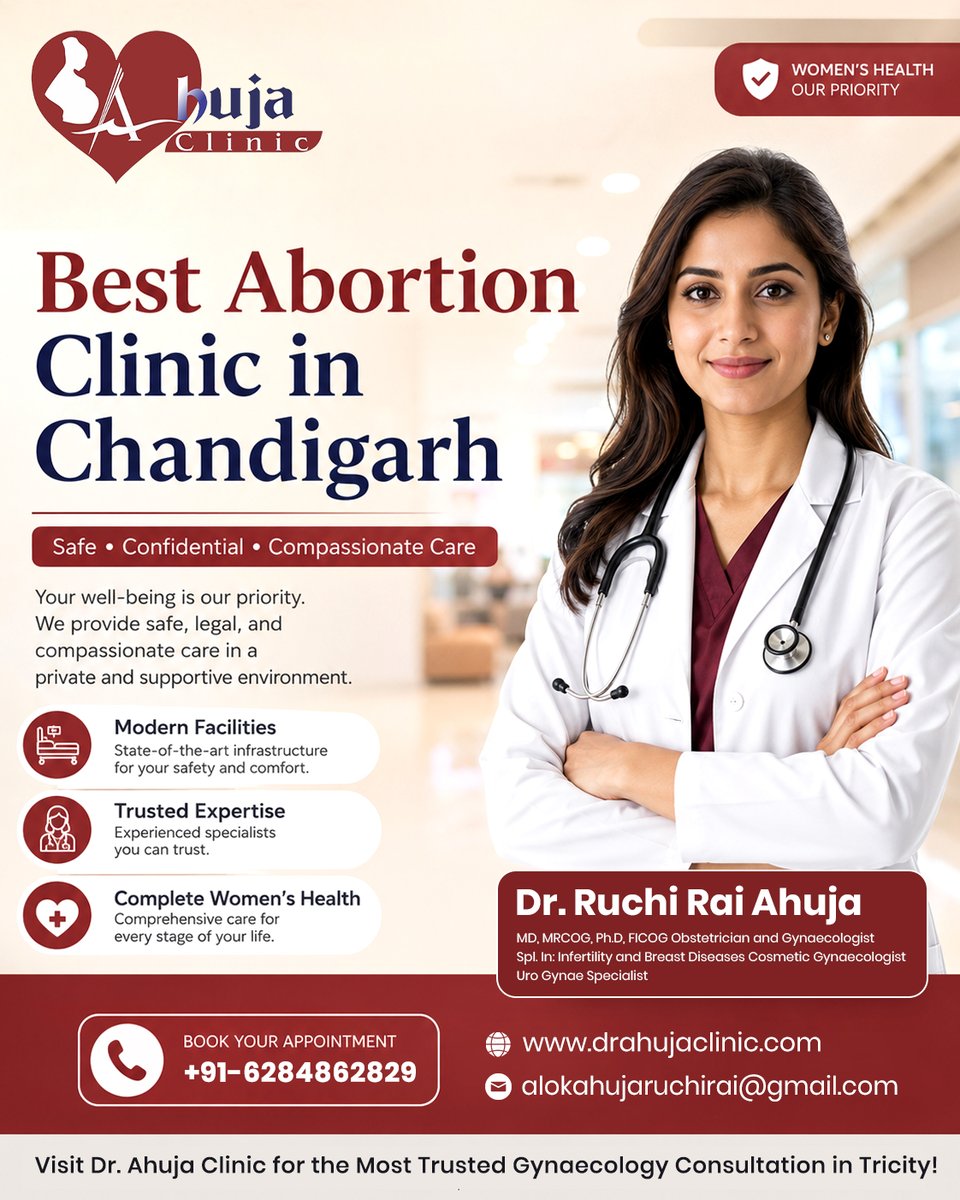 ahujaclinicCH's tweet photo. At Dr. Ahuja Clinic, we provide safe, legal, confidential, and compassionate abortion care in a supportive environment with expert medical guidance at every step.
Book your consultation today.
📞91-6284862829
#DrAhujaClinic #WomensHealth #AbortionClinicChandigarh #SafeAbortion https://t.co/wCW5K3ZhHO