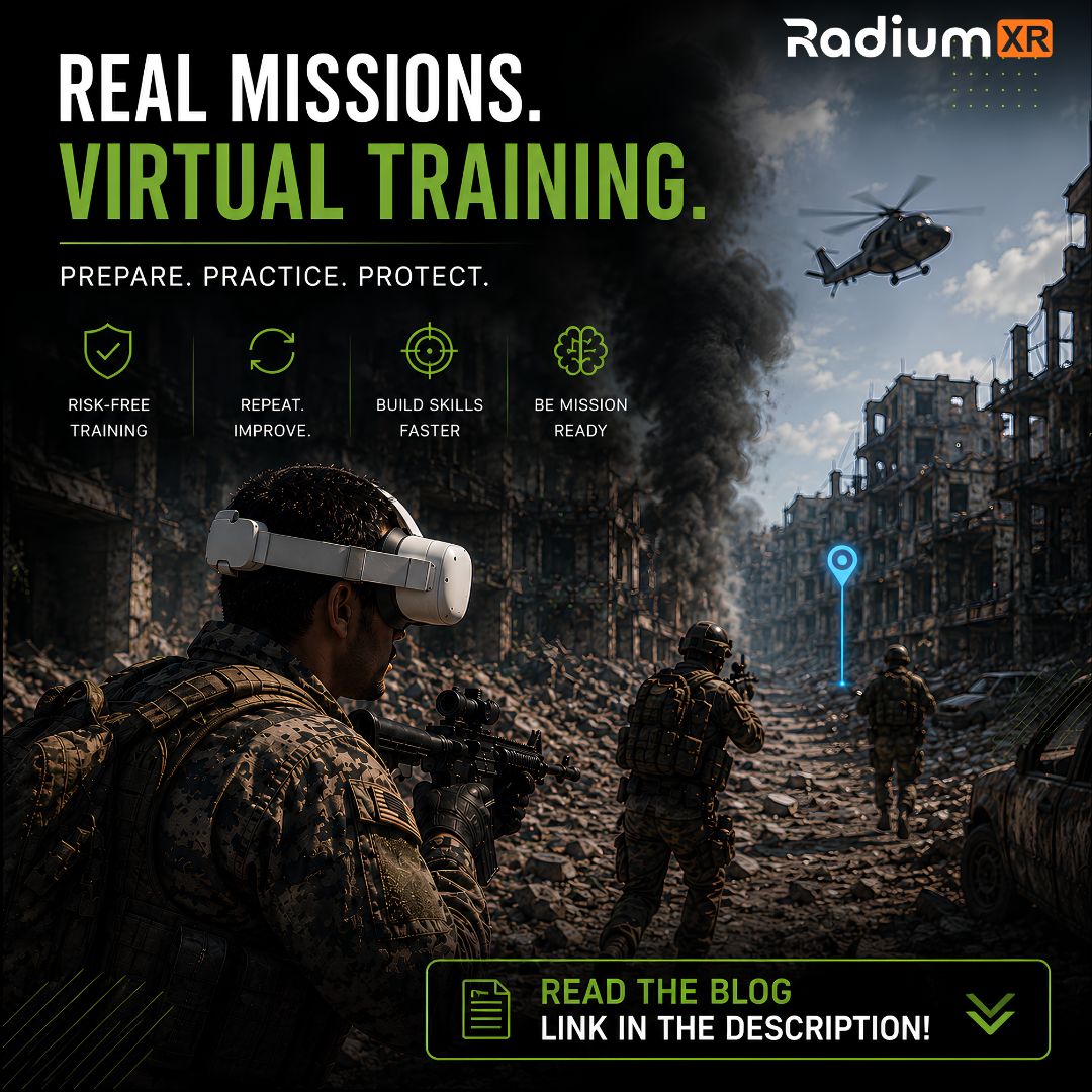 RadiumXR's tweet photo. How do you prepare soldiers for high-stakes environments without constant live exercises? ⚔️

VR in military training has the answer and the U.S. Army &amp; NATO are already using it.

📖 https://t.co/eC6Fio3vVi

#RadiumXR #MilitaryTraining #VRTraining #DefenseTech https://t.co/n8leKVrjQJ