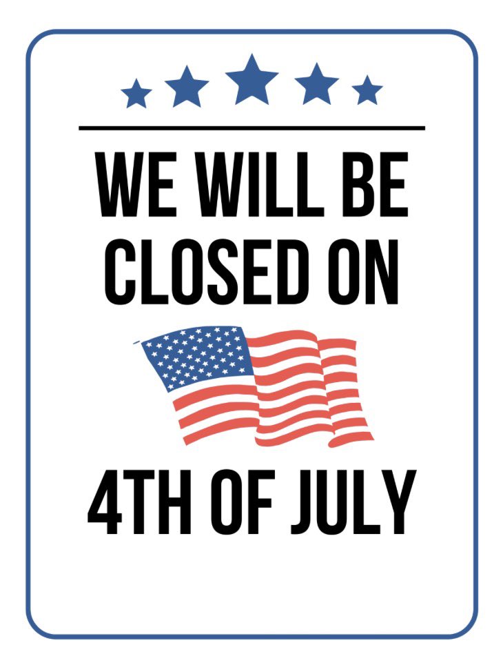 BrianInsuresMe's tweet photo. Our office will be closed Friday, July 3rd in observance of Independence Day. We will reopen on Monday, July 6th. Enjoy time with friends and family. https://t.co/T9kbq7ZBq3
