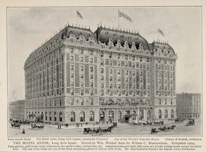 scumbunker's tweet photo. Hotel Astor "Completed in 1904"

Same year Baltimore burned down, Toronto burned down, Dreamland in Coney Island 'opened' and the world lost the best of St Louis. Also massive floods from Pennsylvania to Arizona all year...

All in a year. https://t.co/iOHlP8ItdH