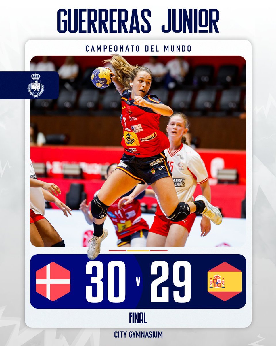 JJOOParis2024's tweet photo. 🤾‍♀️Mundial U20 ♀️,📍Jinzhong 🇨🇳

Semifinal

✅️España🇪🇦29-30🇩🇰Dinamarca

#LasGuerreras Junior van a la prórroga tras el 25-25 en los 60' pero acaban cayendo por la mínima 30-29. Tocara luchar por el 🥉🆚️🇨🇵

Lo han tenido cerquisima. Lastima https://t.co/AK3SznbkhO