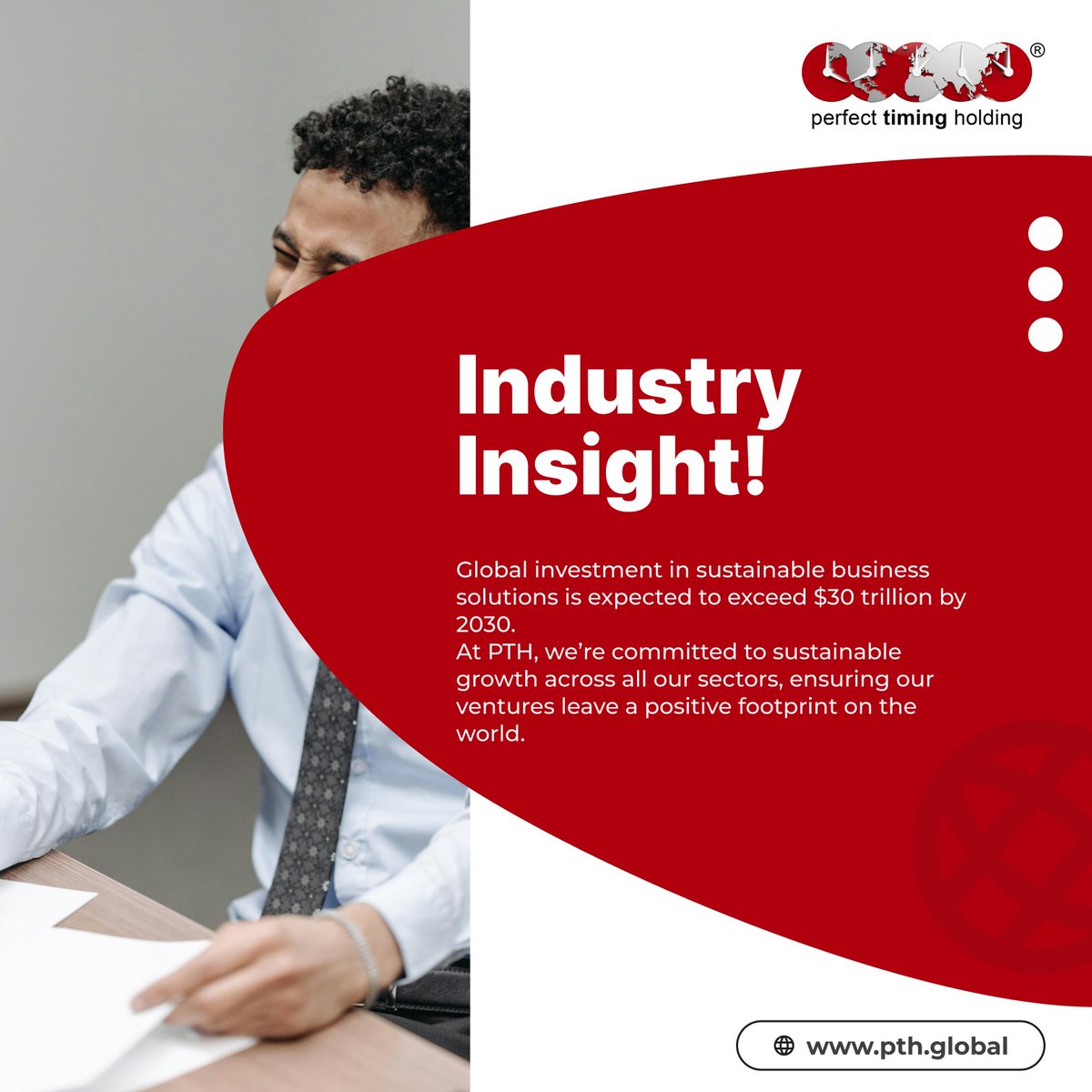 PTHWorld's tweet photo. Industry Insight
Sustainable businesses are shaping the future of global growth.
At PTH, responsible investment and long-term value creation remain at the heart of everything we do.
#PTH #IndustryInsight #Sustainability #BusinessGrowth #Leadership #PerfectTimingHolding https://t.co/UOGgyp3kEs