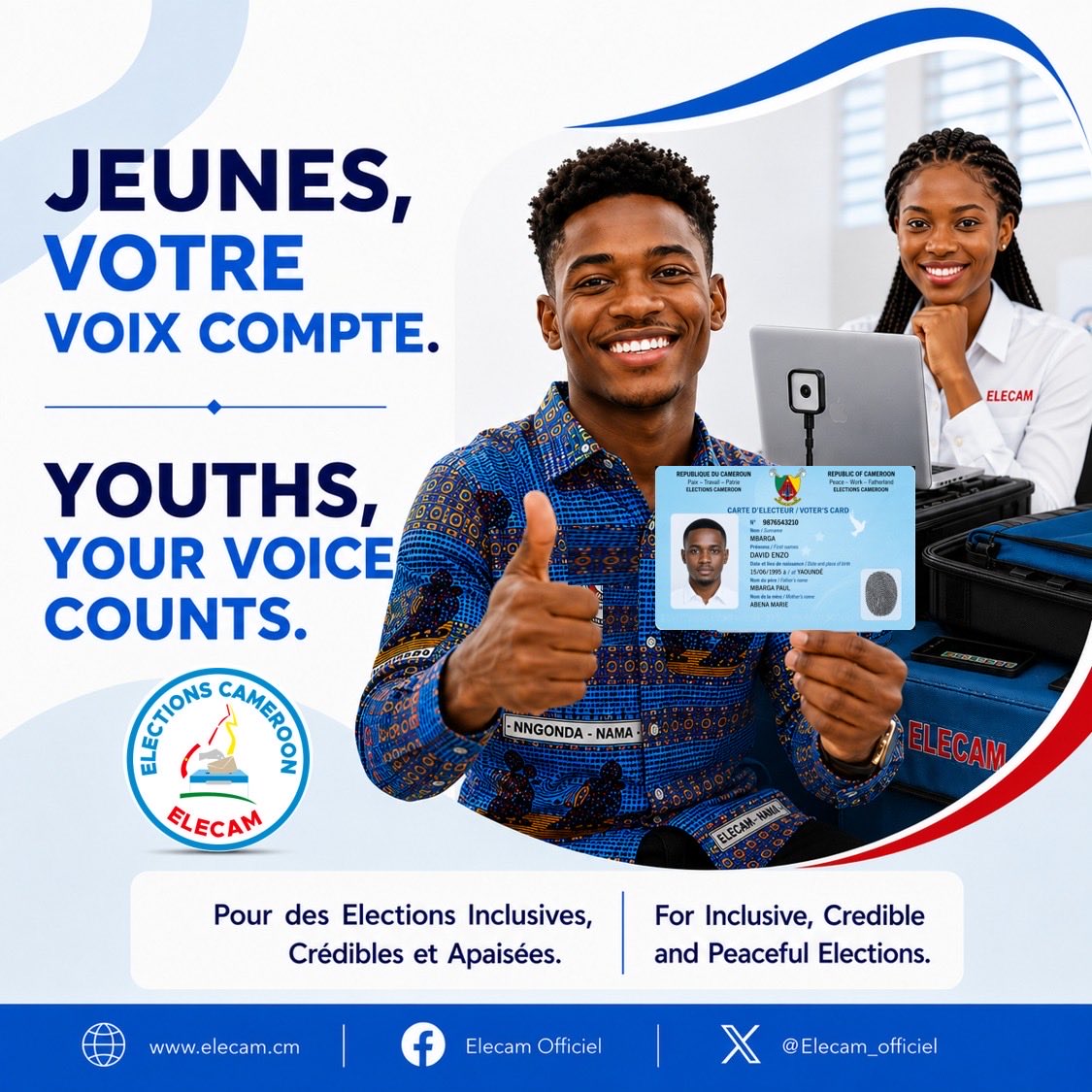 elecamofficiel's tweet photo. #ElectionsCameroon #ELECAM #Diaspora #RevisionofElectoralRegister #Elections #Vote #Cameroon #Ngaoundere #Maroua #Garoua #Yaounde #Douala #Buea #Bafoussam #Ebolowa #Bertoua #Bamenda https://t.co/0SapNBEicv