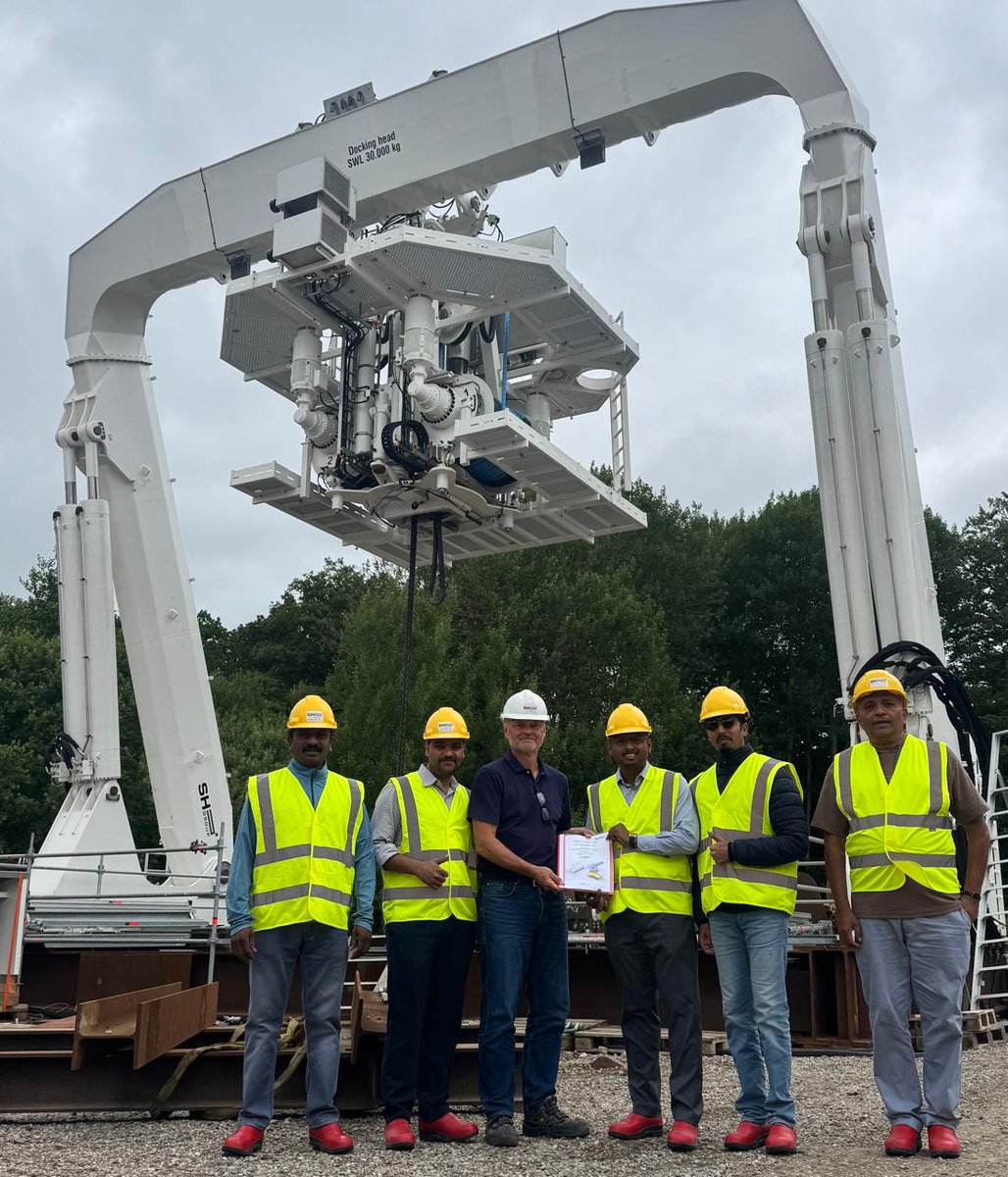 MoesNiot's tweet photo. @moesniot team successfully completed the Factory Acceptance Tests (FAT) for India’s first civilian human-riding Launch and Recovery System (LARS) A-Frame for Human Submersible MATSYA6000. It is Custom-built with DNV-Certification by M/s SH Group in Denmark under the guidance of NIOT. This life critical system will be installed onboard Research Ship-Sagar Nidhi.

@moesgoi @DrJitendraSingh
 #DeepOceanMission #Matsya6000 #Samudrayaan @shgroup_dk 
@IndiainDenmark